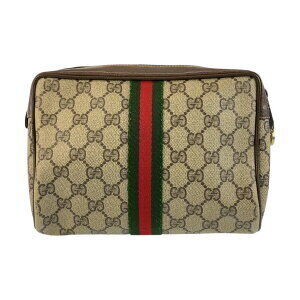 Gucci Leather GG Clutch Beige Sherry Bag Tan Brown Line Supreme